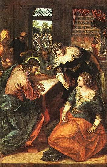 TINTORETTO, Jacopo Christus bei Maria und Martha oil painting image